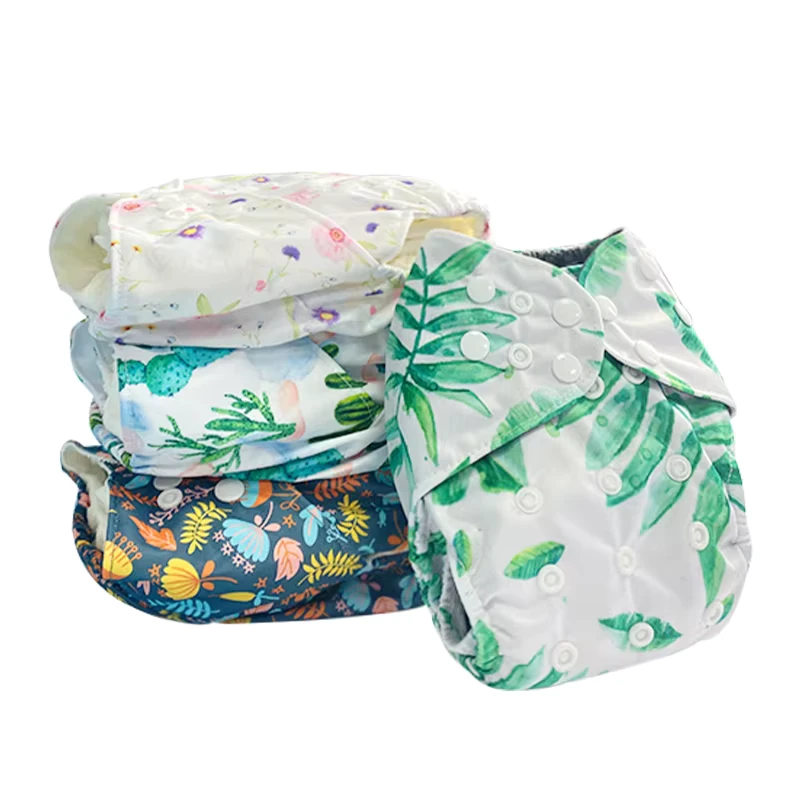 Adjustable-Waterproof-Cotton-XL-Printed-Cloth-Nappy-Reusable-Washable-Baby-Diaper-with-4-Layer-Inserts-Leak-Guard Adjustable Waterproof Cotton XL Printed Cloth Nappy Reusable Washable Baby Diaper with 4 Layer Inserts Leak Guard