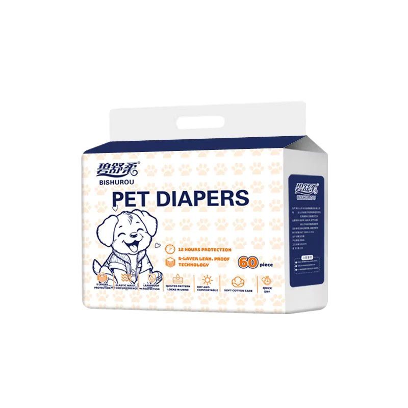 Bishurou-High-Quality-Disposable-Non-woven-Fabric-Dog-Diapers-Sanitary-Pads-Color-changing-60pcs-for-Male-Female-Dogs Bishurou High Quality Disposable Non woven Fabric Dog Diapers Sanitary Pads Color changing 60pcs for Male Female Dogs