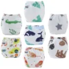 Ecology Premium Cloth Diapers Reusable Waterproof Panties Printed Color 3D Leak Prevention Cotton for 0 12M Babies