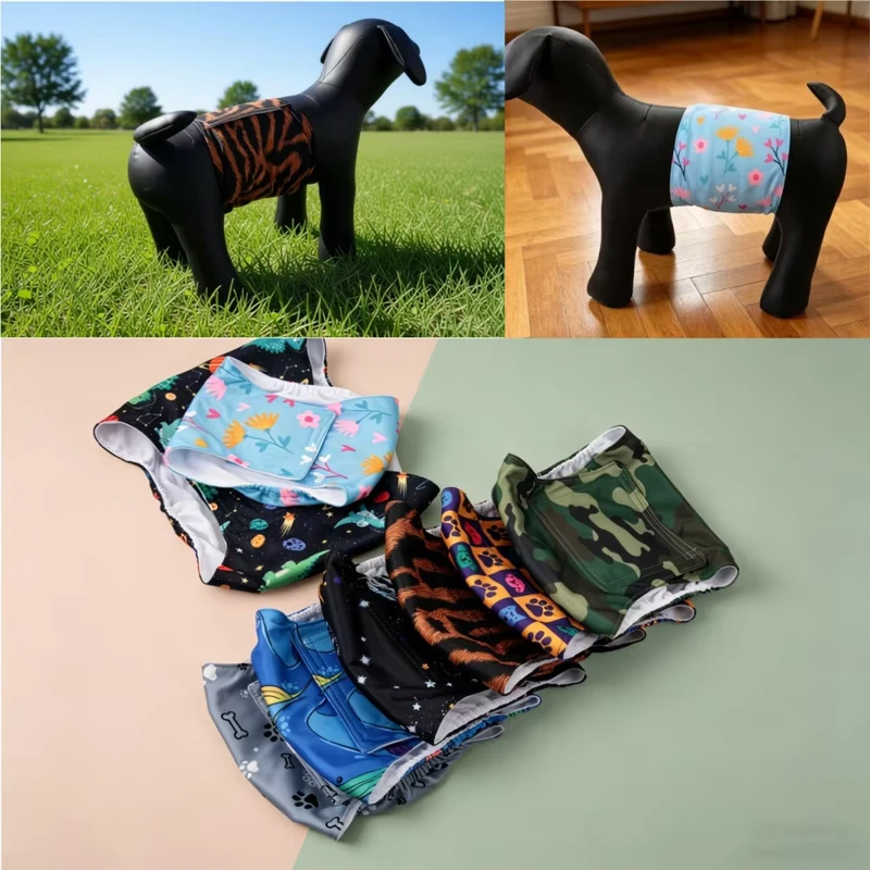 Factory-Customizable-Reusable-Male-Pet-Cloth-Dog-Diaper-Washable-Material-with-Printed-Flower-Feature-Pants Factory Customizable Reusable Male Pet Cloth Dog Diaper Washable Material with Printed Flower Feature Pants