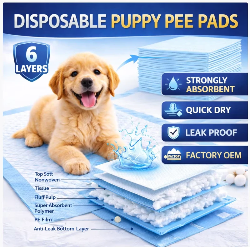 Heavy-Duty-6-Layer-Dog-Pee-Pad-Extra-Absorbent-Leak-Proof-Puppy-Training-Pads-Bulk Heavy Duty 6 Layer Dog Pee Pad Extra Absorbent Leak Proof Puppy Training Pads Bulk