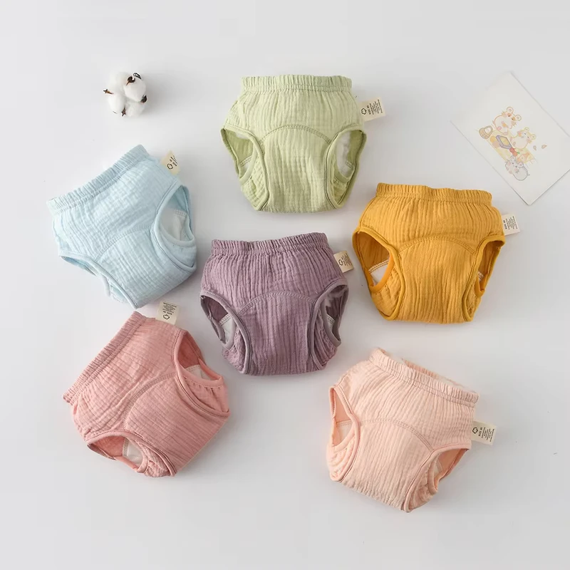 Korean-Version-Winged-Baby-Gauze-Waterproof-Pull-Up-Training-Pants-Pure-Cotton-Diapers Korean Version Winged Baby Gauze Waterproof Pull Up Training Pants Pure Cotton Diapers