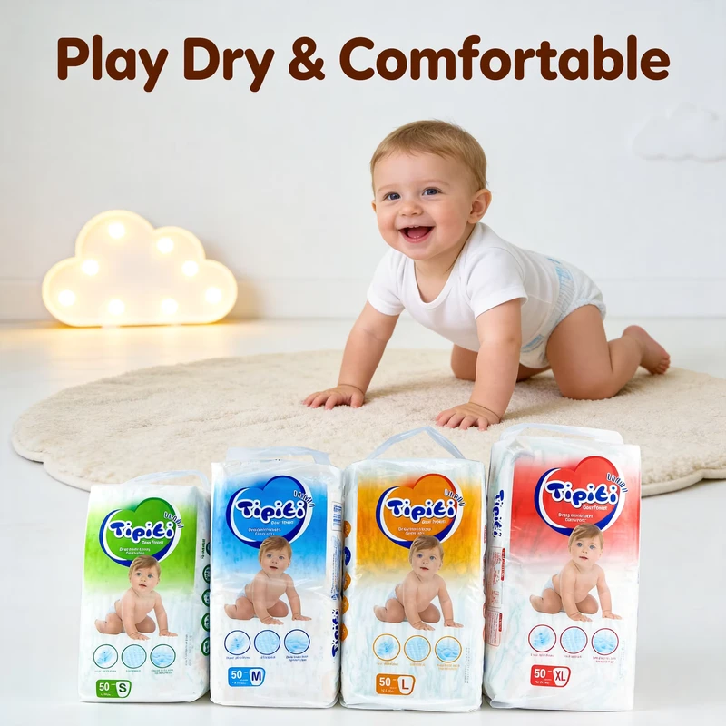 Tipiti-Breathable-Non-Woven-Fabric-Disposable-Baby-Diapers-with-Dry-Surface-Absorption-3D-Leak-Prevention-Sizes-S-XXL-for-Babies Tipiti Breathable Non Woven Fabric Disposable Baby Diapers with Dry Surface Absorption 3D Leak Prevention Sizes S XXL for Babies