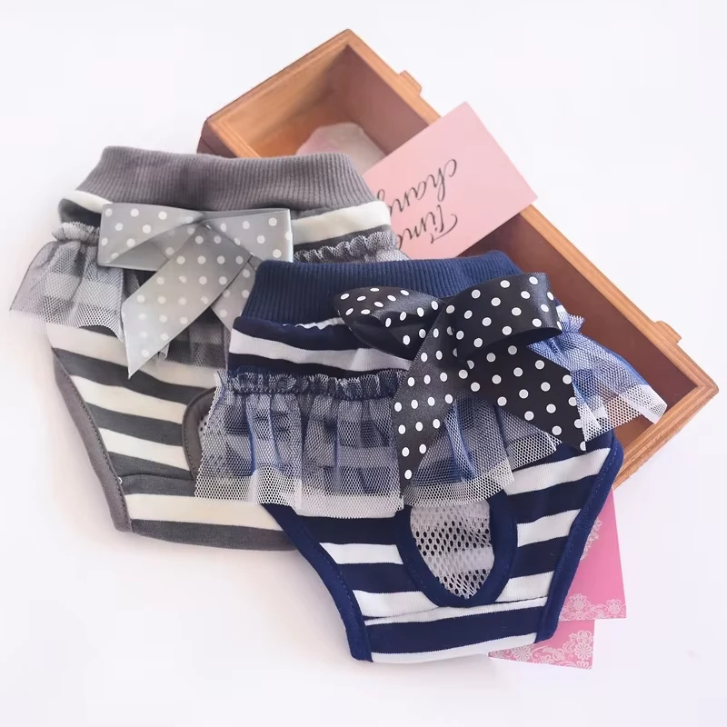 Washable-Puppy-Underwear-Girl-Sanitary-Brief-Diaper-Striped-Female-Pet-Dog-Training-Pants Washable Puppy Underwear Girl Sanitary Brief Diaper Striped Female Pet Dog Training Pants