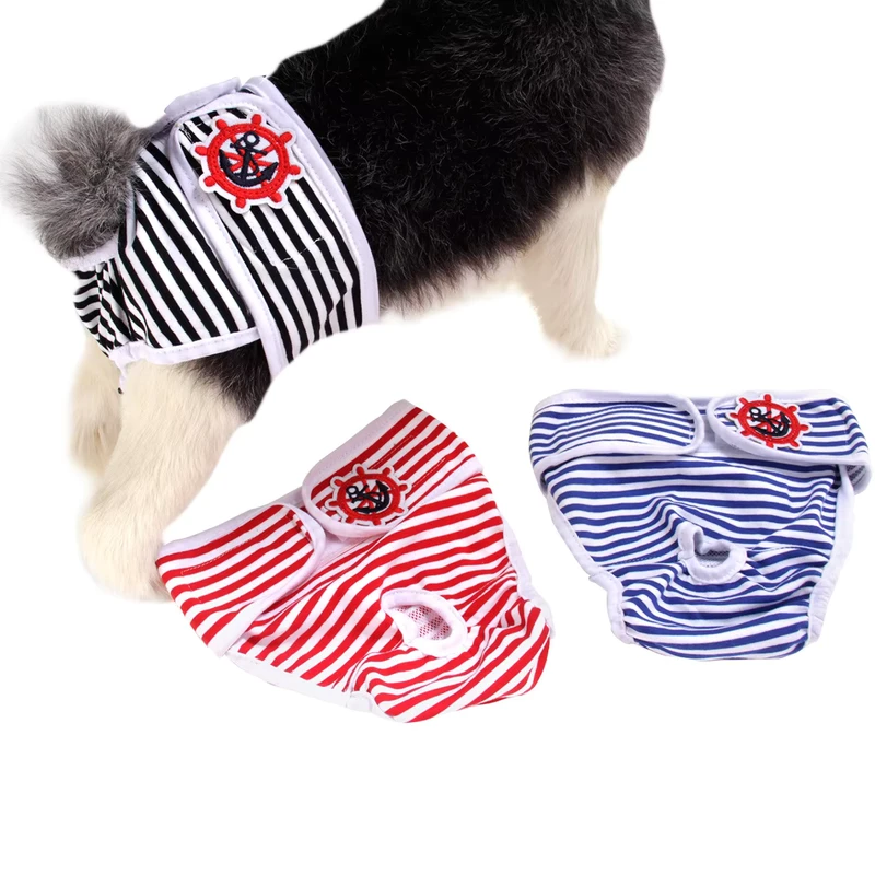 Washable-Reusable-Eco-Friendly-Cotton-Striped-Summer-Anti-Harassment-Female-Dog-Cat-Physiological-Sanitary-Pants-Shorts-1 Washable Reusable Eco Friendly Cotton Striped Summer Anti Harassment Female Dog Cat Physiological Sanitary Pants Shorts 1