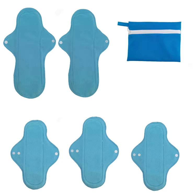 Waterproof-Reusable-Washable-Women-Sanitary-Napkins-Lady-Menstrual-Cloth-Pads-Blue-Set-5-Pcs Waterproof Reusable Washable Women Sanitary Napkins Lady Menstrual Cloth Pads Blue Set 5 Pcs